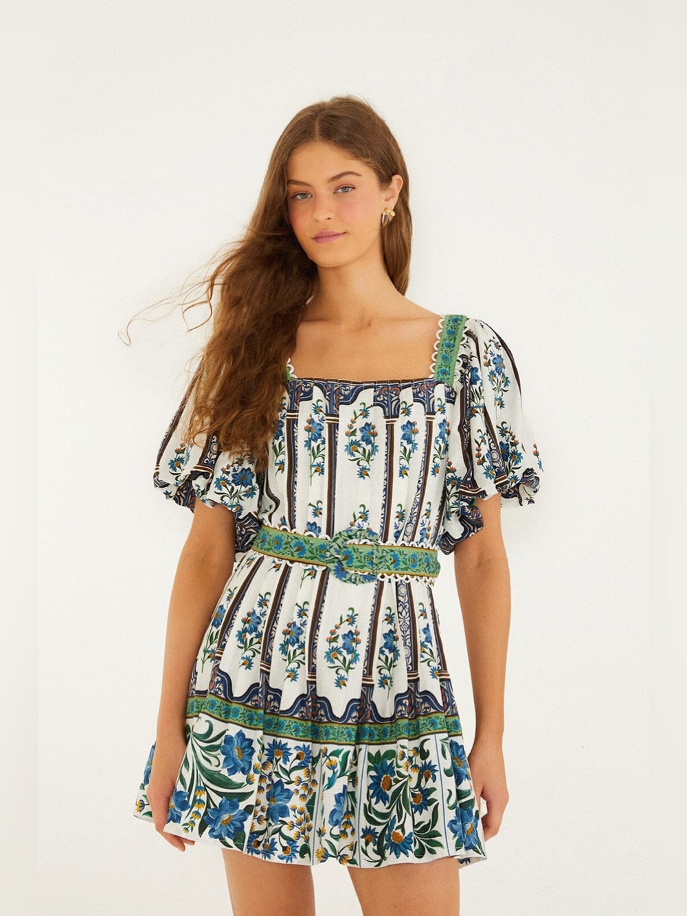 NWT FARM Rio Off-White Manoela Belted Mini Dress